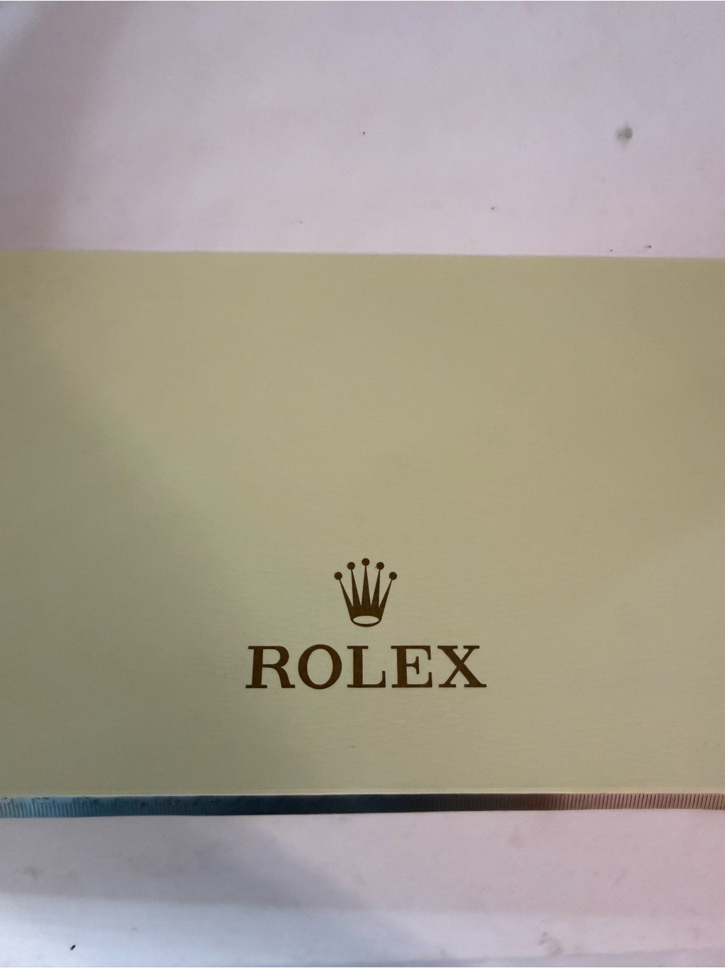 Rolex Box In Light Green With Gold Logo